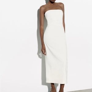 Zara White Midi Dress NWT ( M ) SOLD OUT VIRAL ON TIK TOK